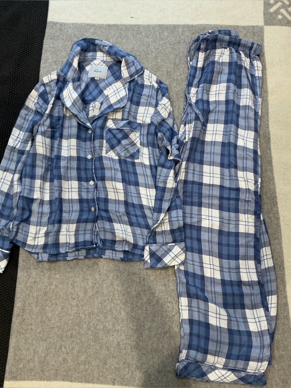 Rails Blue and White Plaid Kids Pajama Set